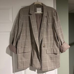 Madewell Plaid Blazer in Tan and Cream